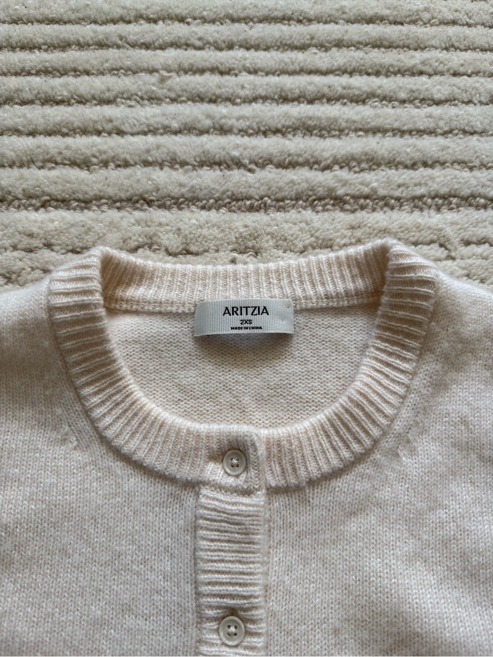 Aritzia Cashmere Cream Button-Front Crewneck Sweater